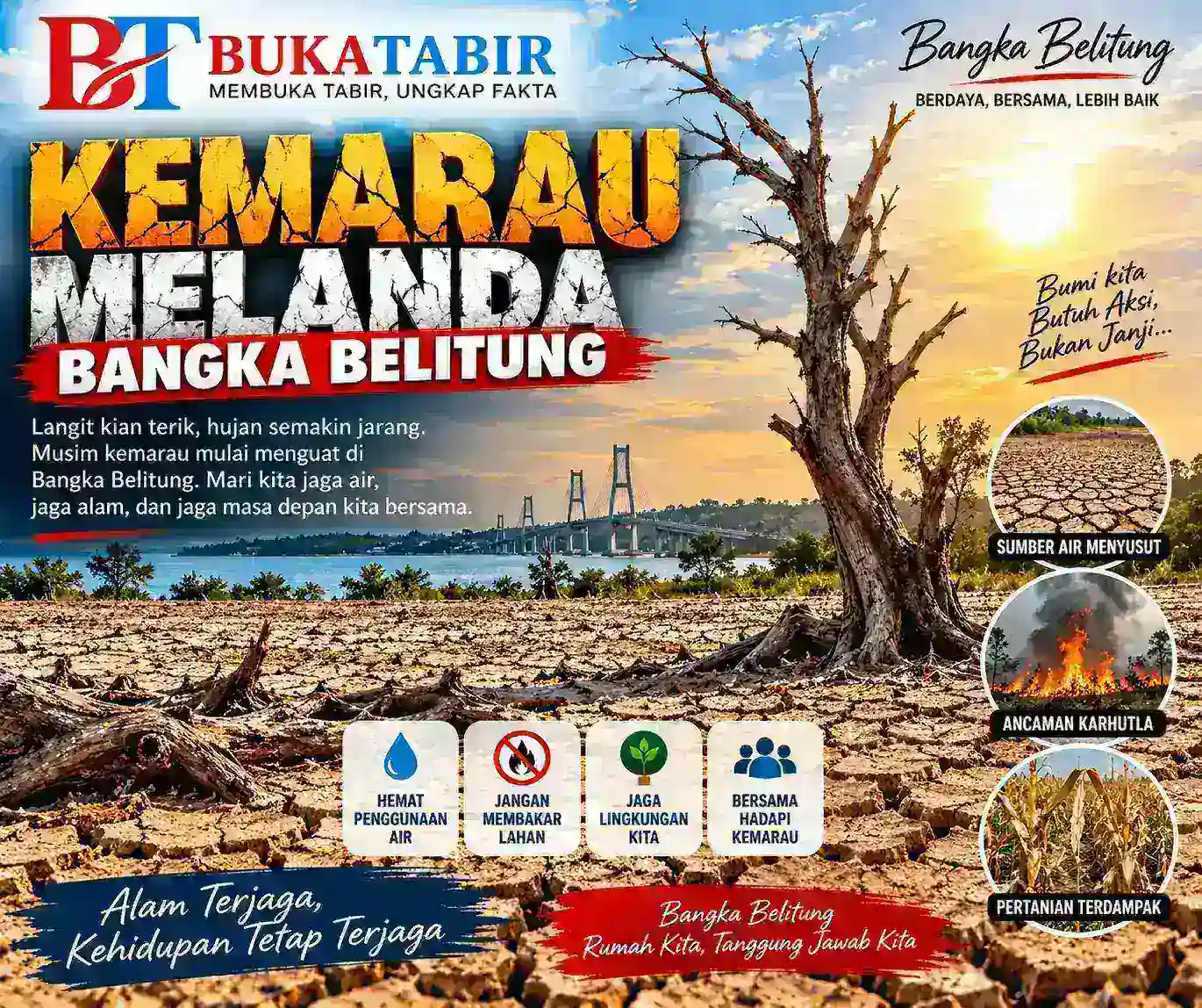 Langit Makin Terik, Bangka Belitung Hadapi Ancaman Kekeringan dan Karhutla