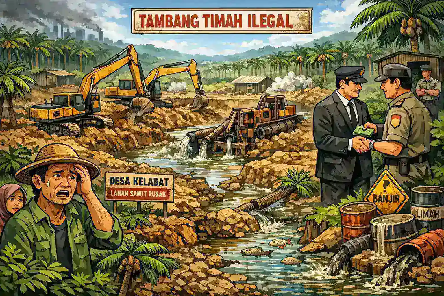 Sawit Dikorbankan, Tambang Ilegal Berkuasa di Kelabat: Siapa Lindungi Mereka?