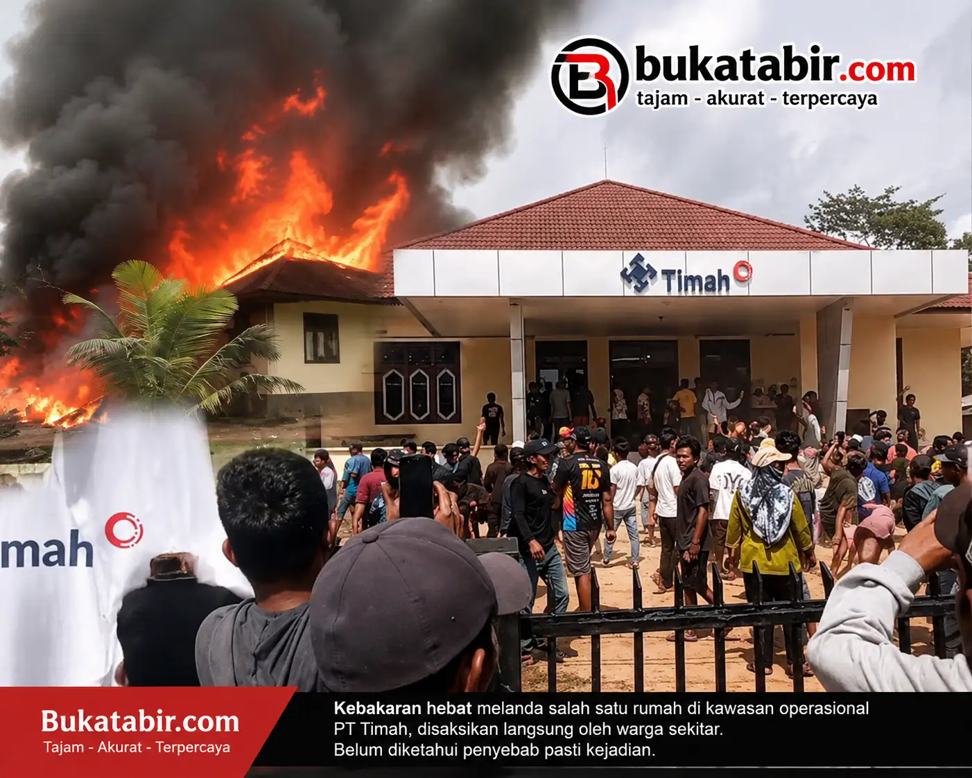 Massa Mengamuk, Kantor Unit PT Timah di Gantung Dilalap Api Saat Aksi Demonstrasi Memanas