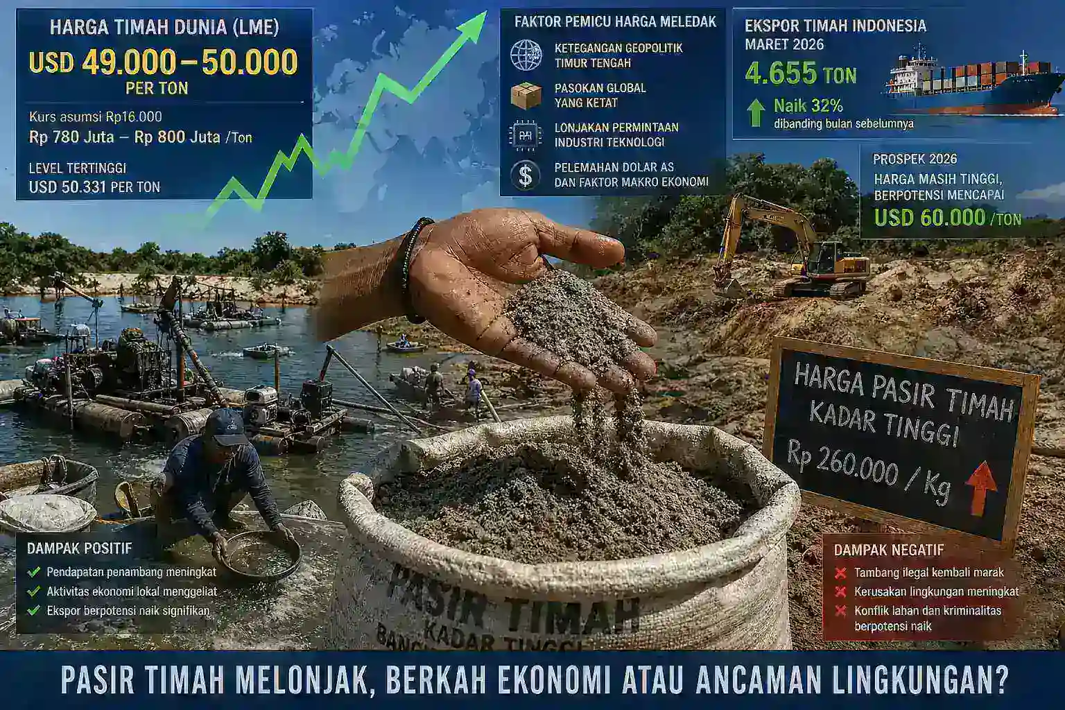 BERITA HARI INI — HARGA PASIR TIMAH MELEDAK, PASAR GLOBAL MEMANAS