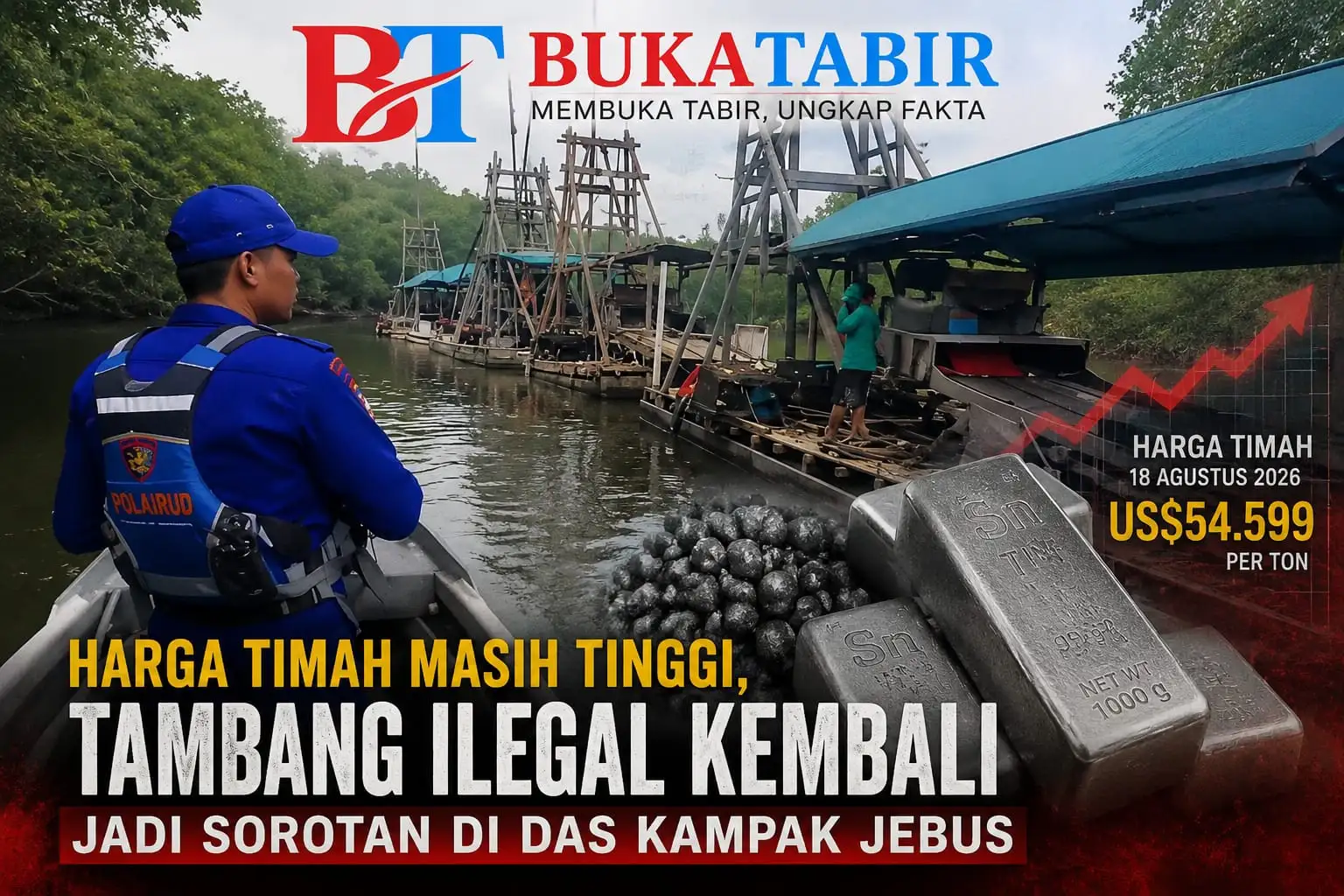 Harga Timah Masih Tinggi, Tambang Ilegal yang Viral di Aliran Sungai Das Dusun Kampak Jadi Sorotan