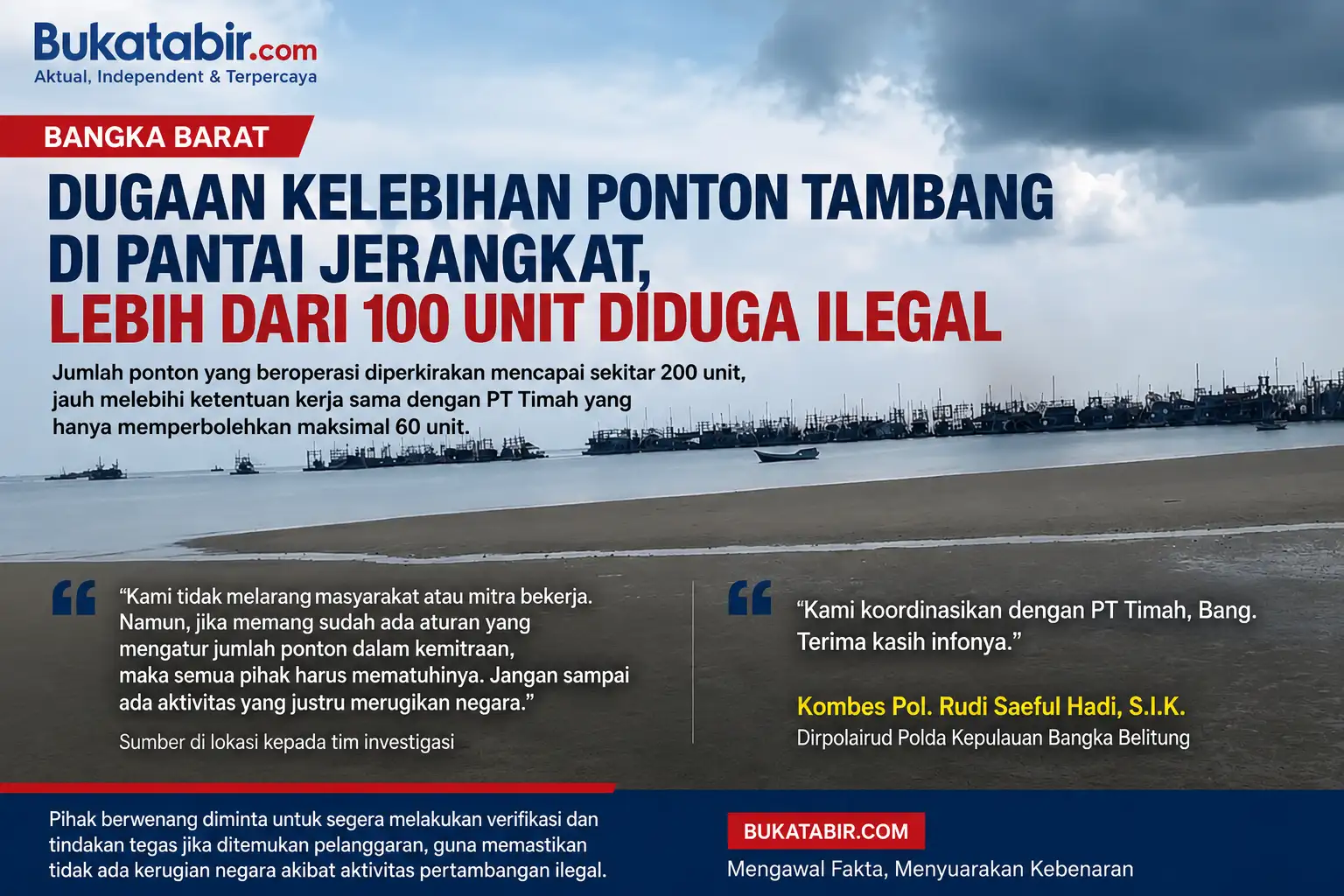 Dugaan Kelebihan Ponton Tambang di Pantai Jerangkat, Dirpolairud Polda Babel: 
