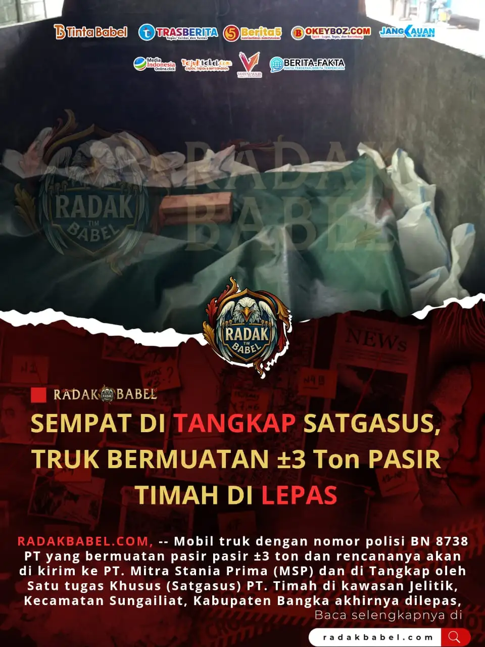 Hanya 9 Jam Diamankan Bijih Timah 3 Ton Dilepas Satgasus 
