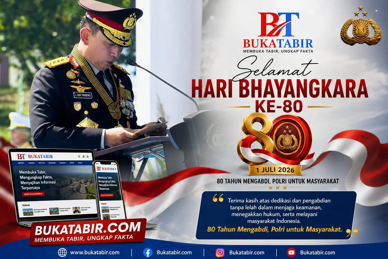 80 Tahun Mengabdi, Kapolri Ajak Seluruh Elemen Bangsa Perkuat Sinergi Demi Indonesia Aman dan Sejahtera