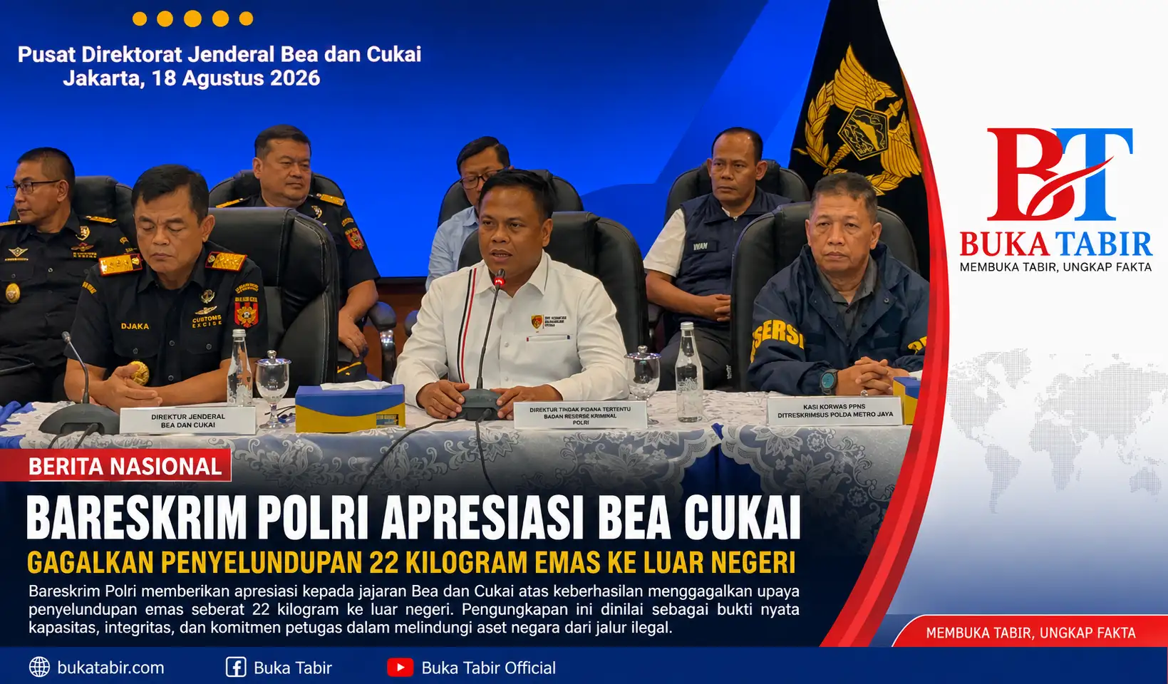 Bareskrim Polri Apresiasi Bea Cukai, Gagalkan Penyelundupan 22 Kilogram Emas ke Luar Negeri