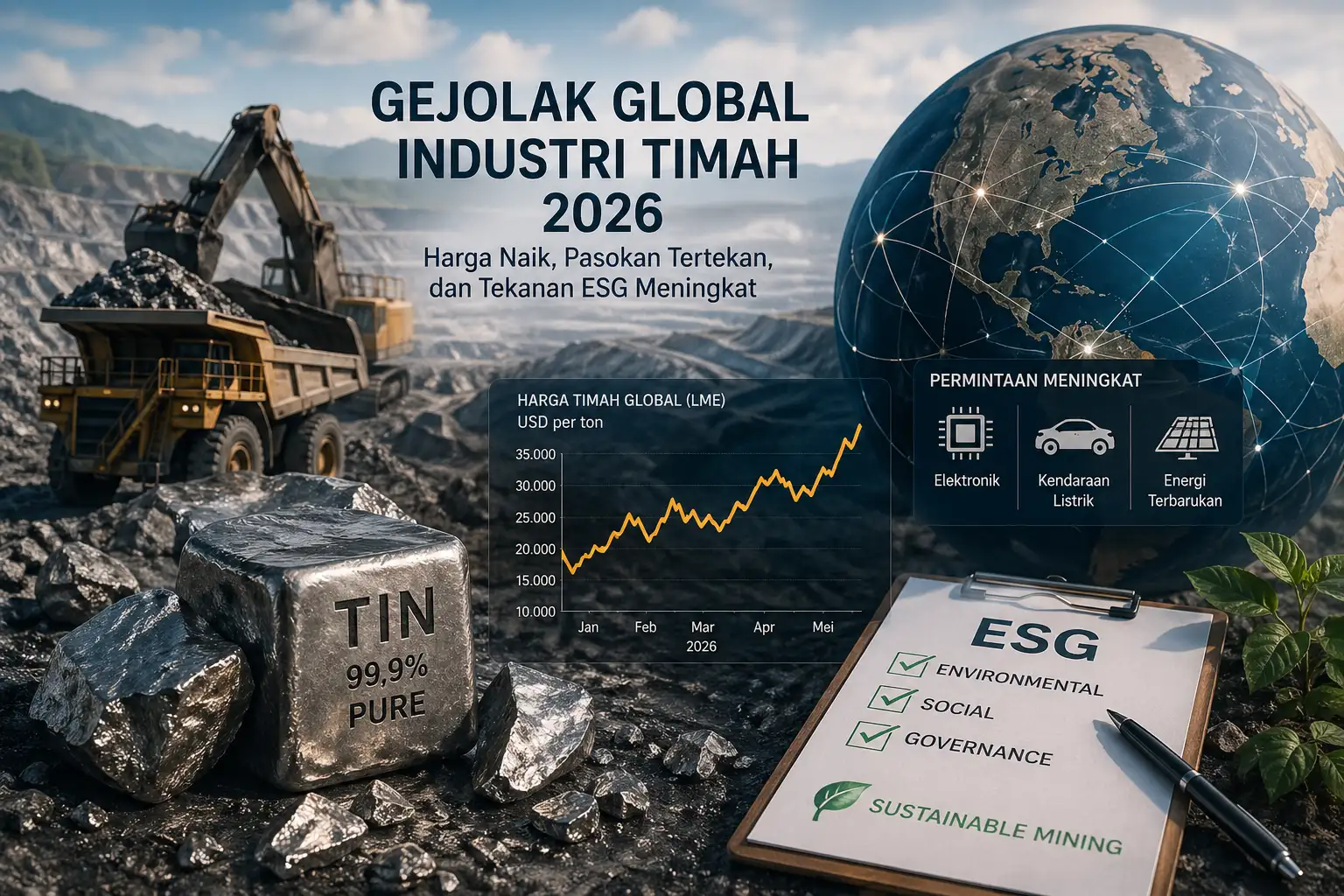 Gejolak Global Industri Timah 2026: Harga Naik, Pasokan Tertekan, dan Tekanan ESG Meningkat