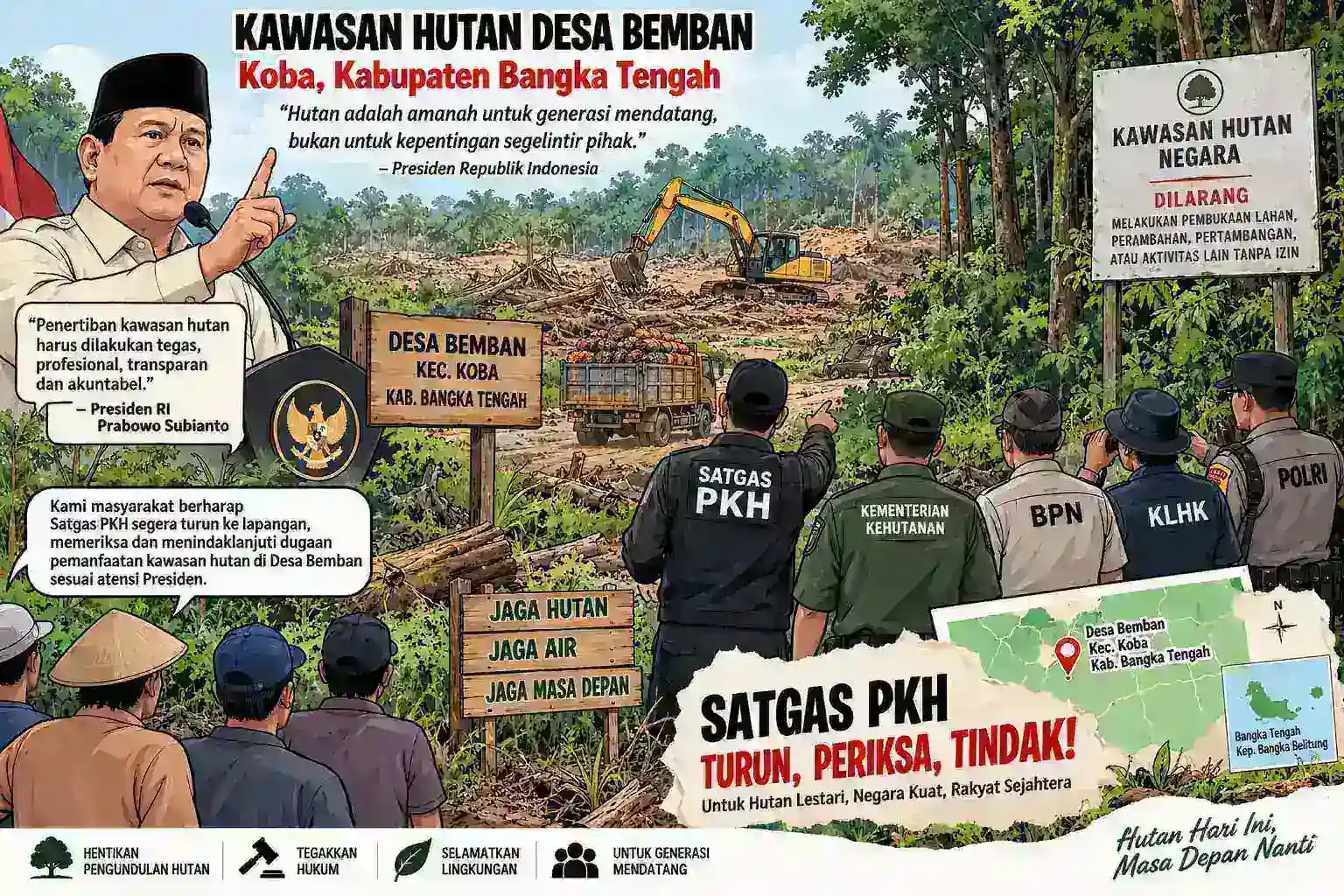 Dugaan Pemanfaatan Kawasan Hutan di Bemban Bangka Tengah Disorot, Satgas PKH Diharapkan Segera Turun Tangan