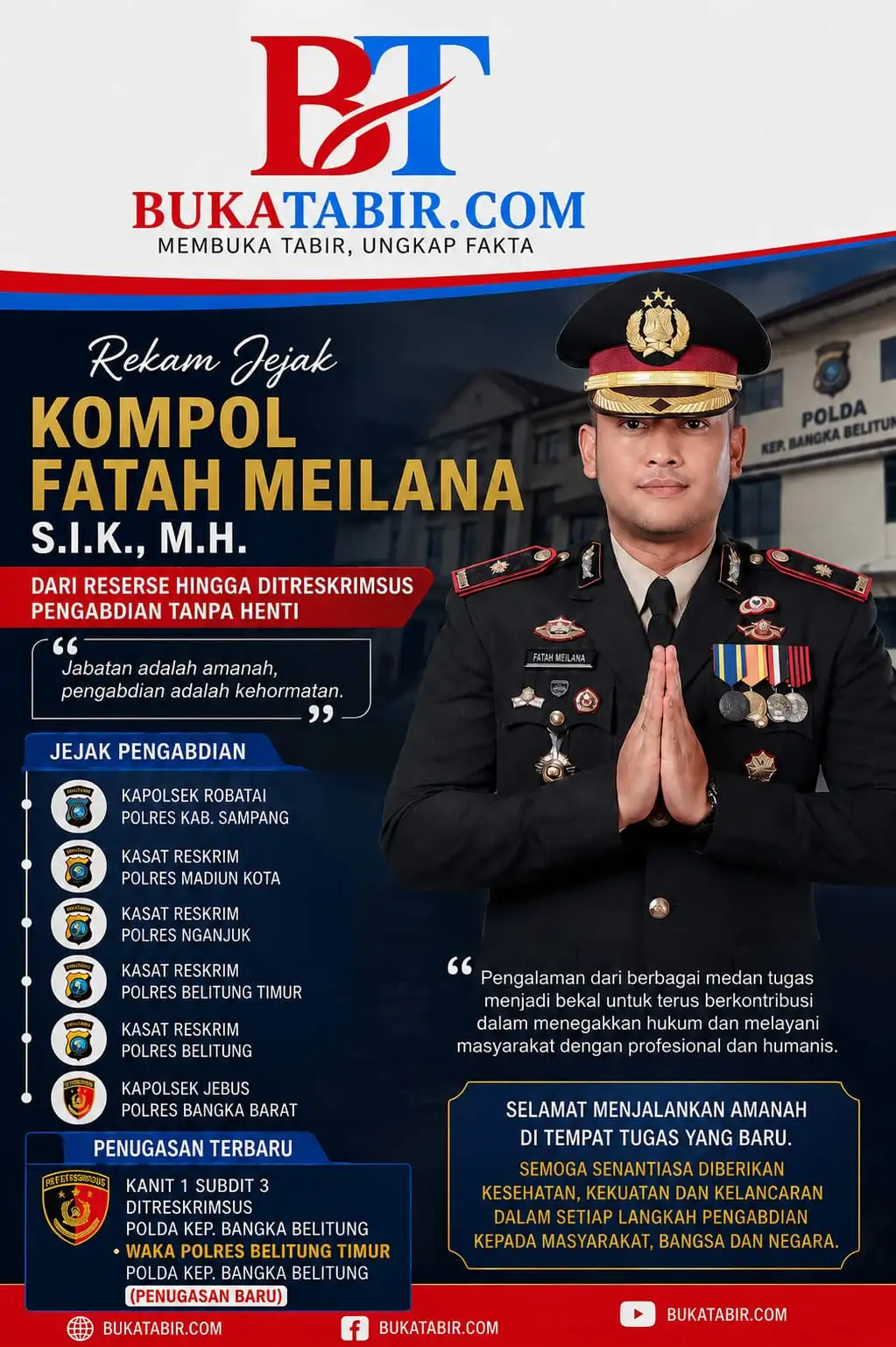 Rekam Jejak Kompol Fatah Meilana, S.I.K., M.H.: Dari Dunia Reserse hingga Dipercaya sebagai Waka Polres Belitung Timur