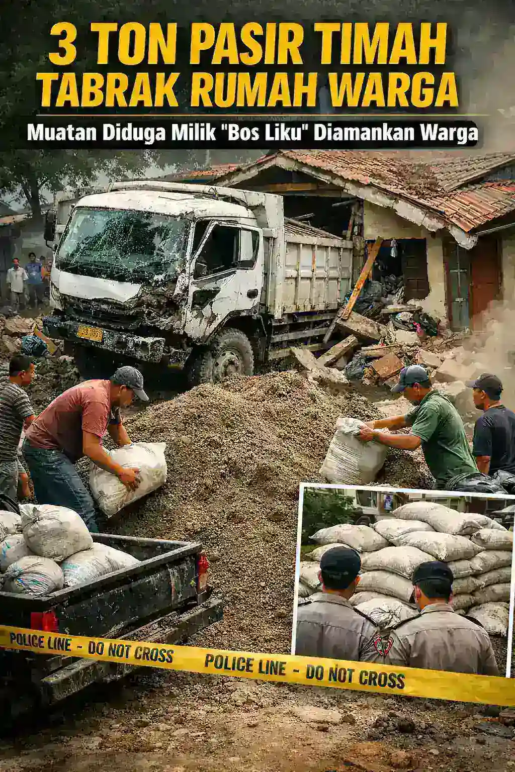 Diduga 3 Ton Timah Jadi Petaka: Truk Diduga Milik Liku Hantam Rumah Warga, Barang Bukti Malah “Diamankan”