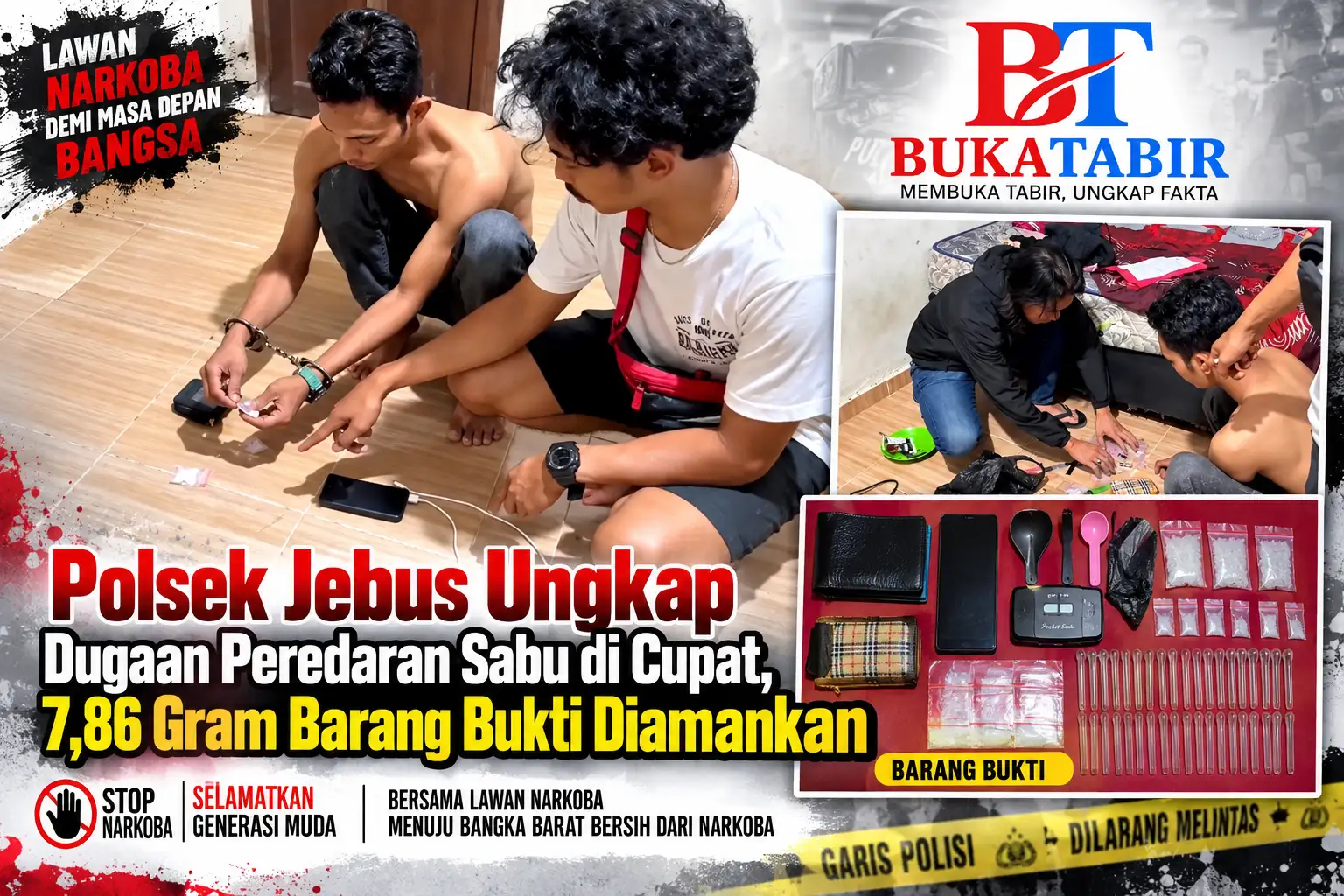 Polsek Jebus Ungkap Dugaan Peredaran Sabu di Cupat, 7,86 Gram Barang Bukti Diamankan