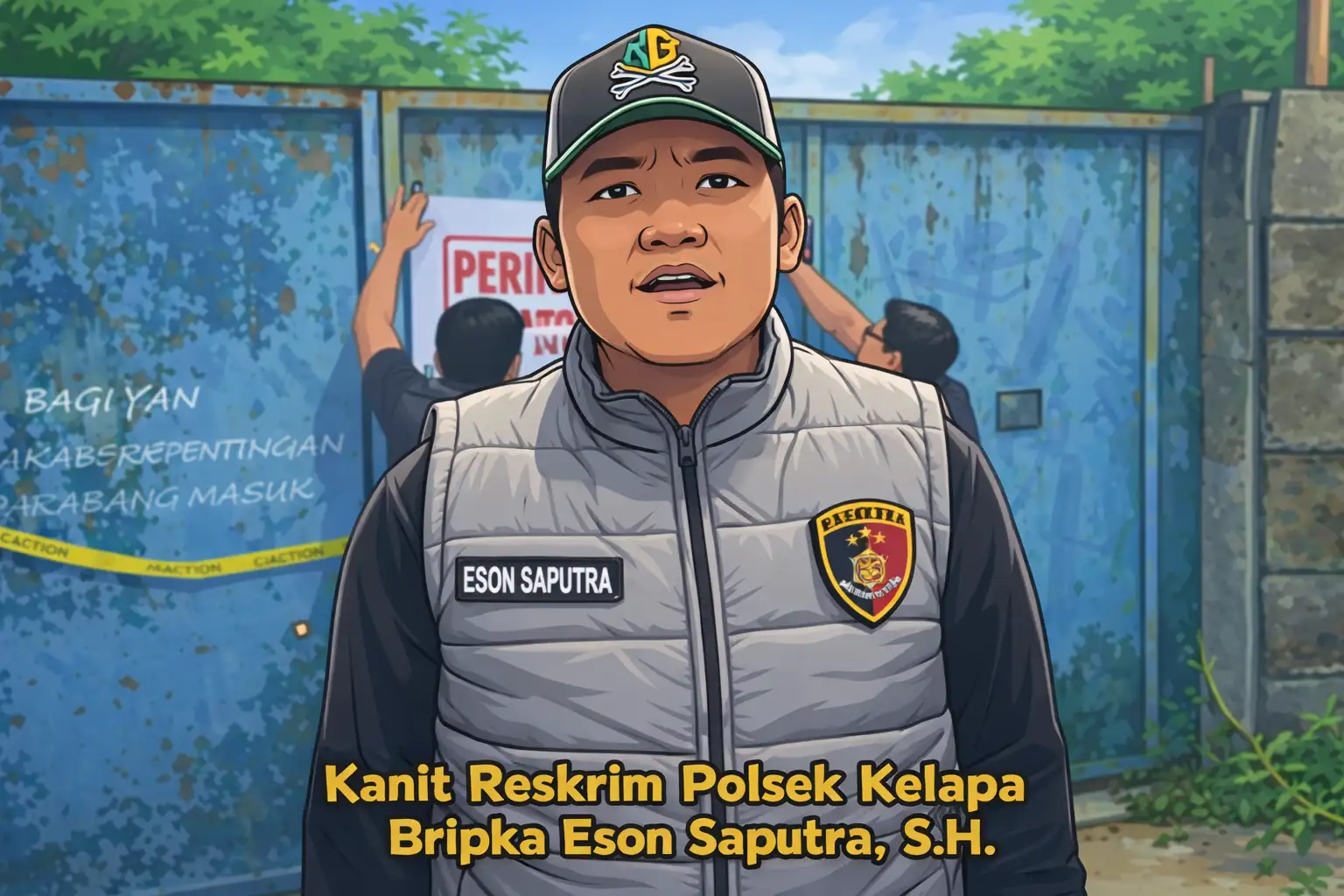 Gerak Cepat Cegah Penjarahan, Reskrim Polsek Kelapa Pasang Spanduk Peringatan di Area PT Timah Nusantara