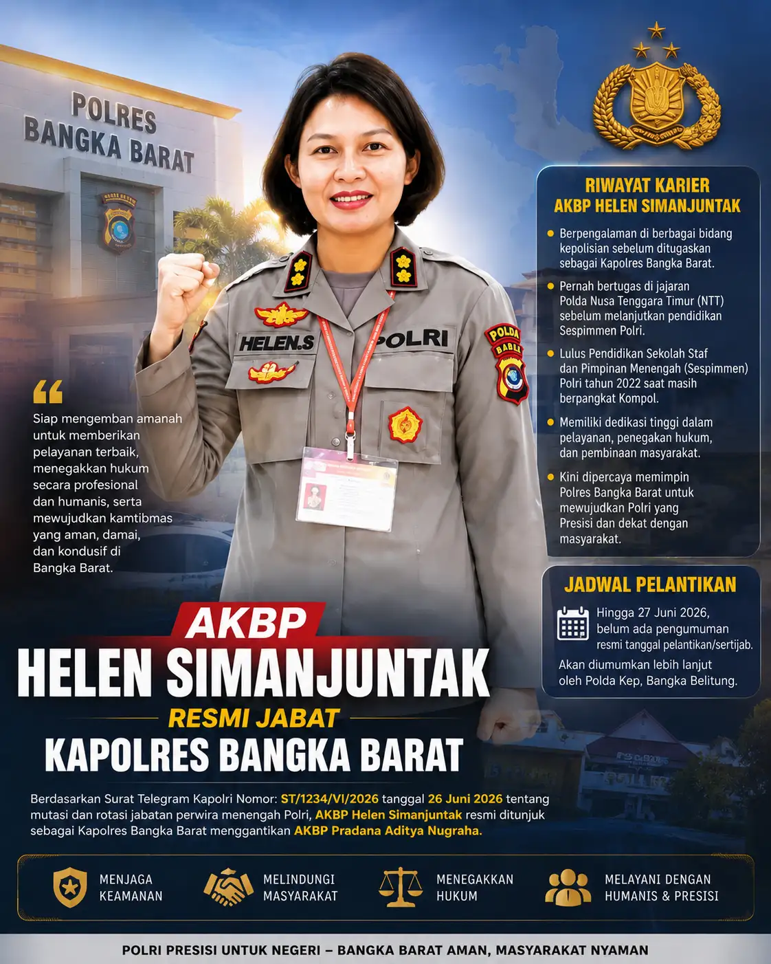 Polwan Berprestasi AKBP Helen Simanjuntak Akan Jabat Kapolres Bangka Barat