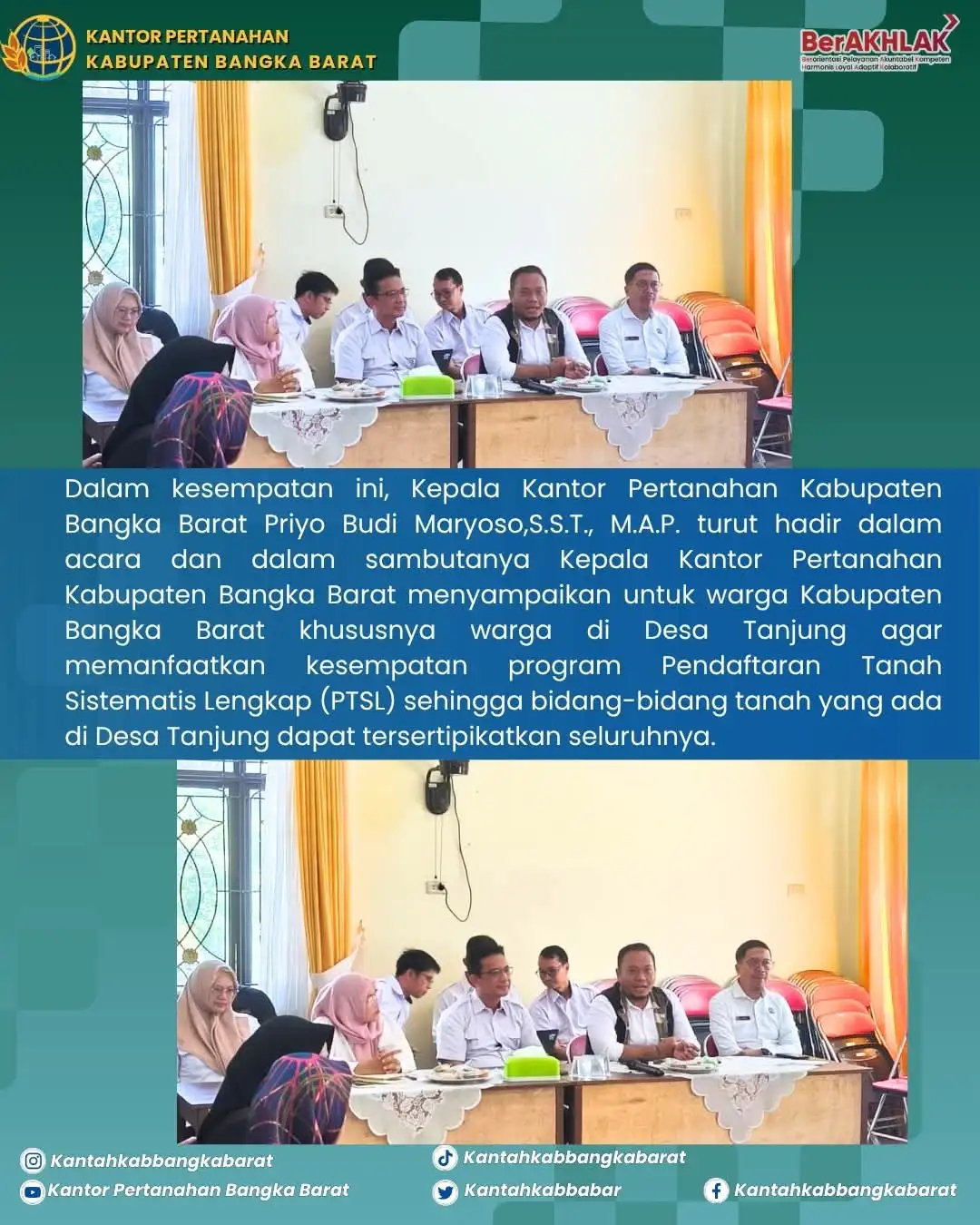 Sosialisasi PTSL 2026 di Desa Tanjung, Kantah Bangka Barat Dorong Warga Segera Sertipikatkan Tanah