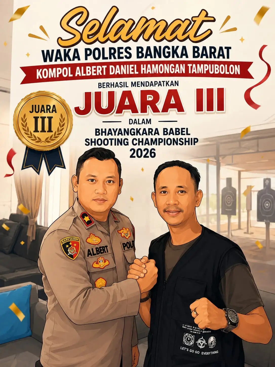 Tampil Presisi dan Penuh Ketenangan, Waka Polres Bangka Barat Kompol Albert Daniel Hamongan Tampubolon Sabet Juara III Bhayangkara Shooting Championship 2026