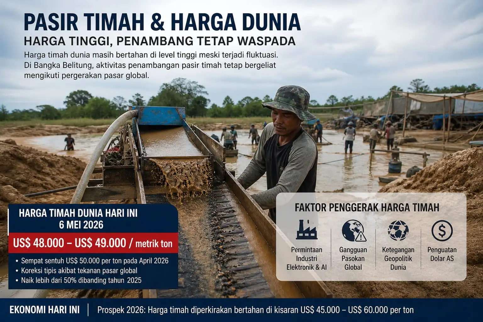 Harga Timah Dunia Tinggi, Penambang Rakyat Terjepit Di Lapangan 