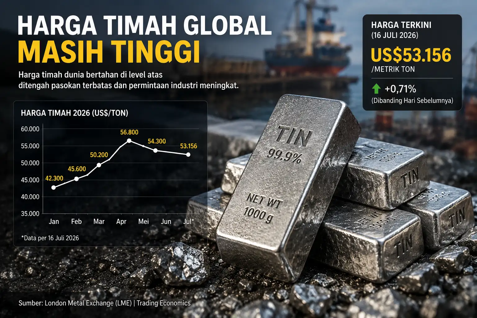 Harga Timah Global Bertahan di Level Tinggi, Prospek Industri Babel Masih Menjanjikan