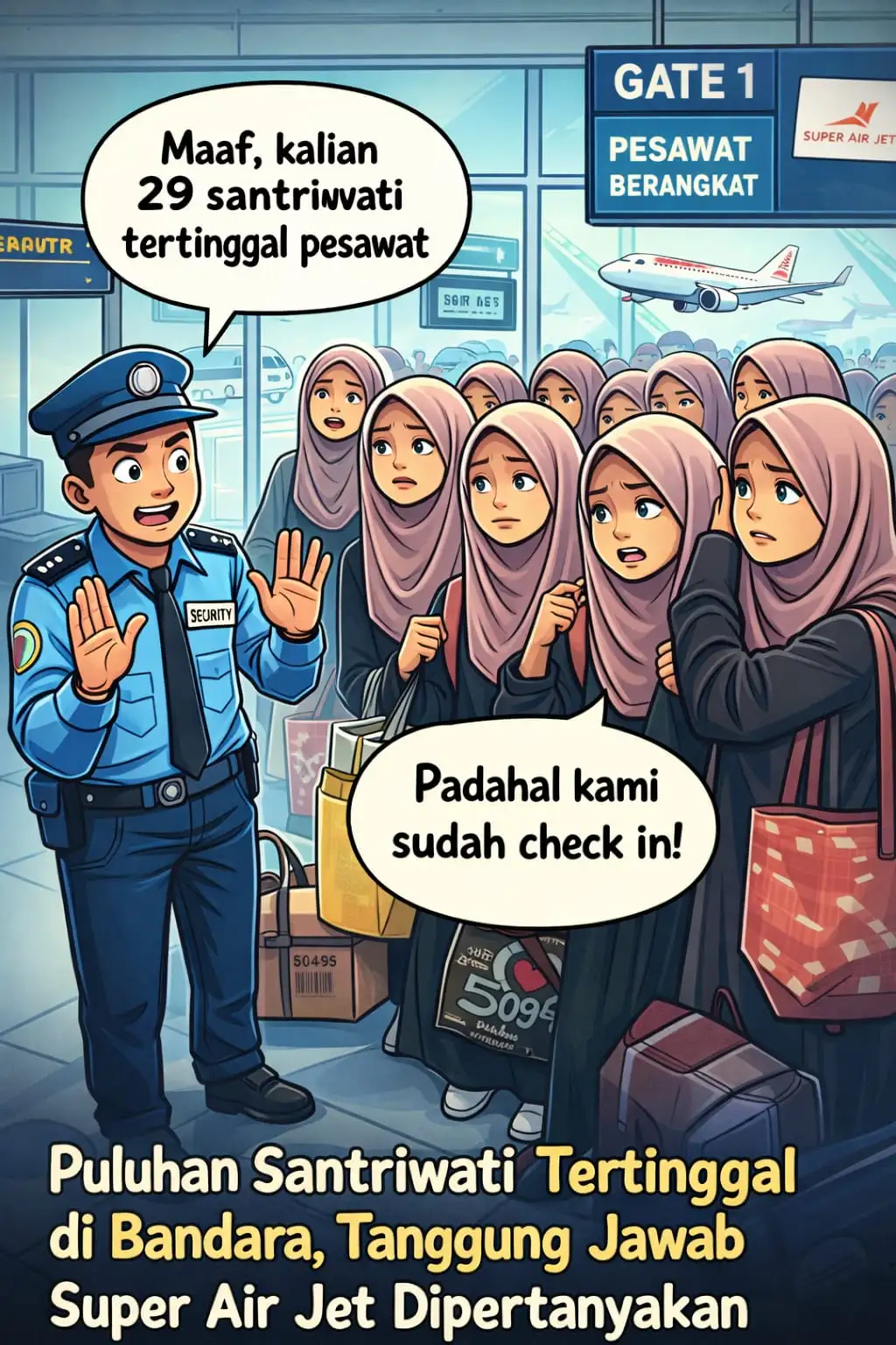 Puluhan Santriwati Tertinggal di Gate, Rp66 Juta Melayang: Tanggung Jawab Super Air Jet Dipertanyakan