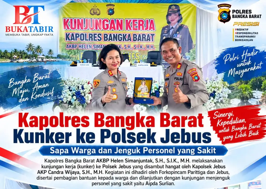 Kunker ke Polsek Jebus, Kapolres Bangka Barat Sapa Warga, Berbagi Bantuan dan Jenguk Aipda Surlian