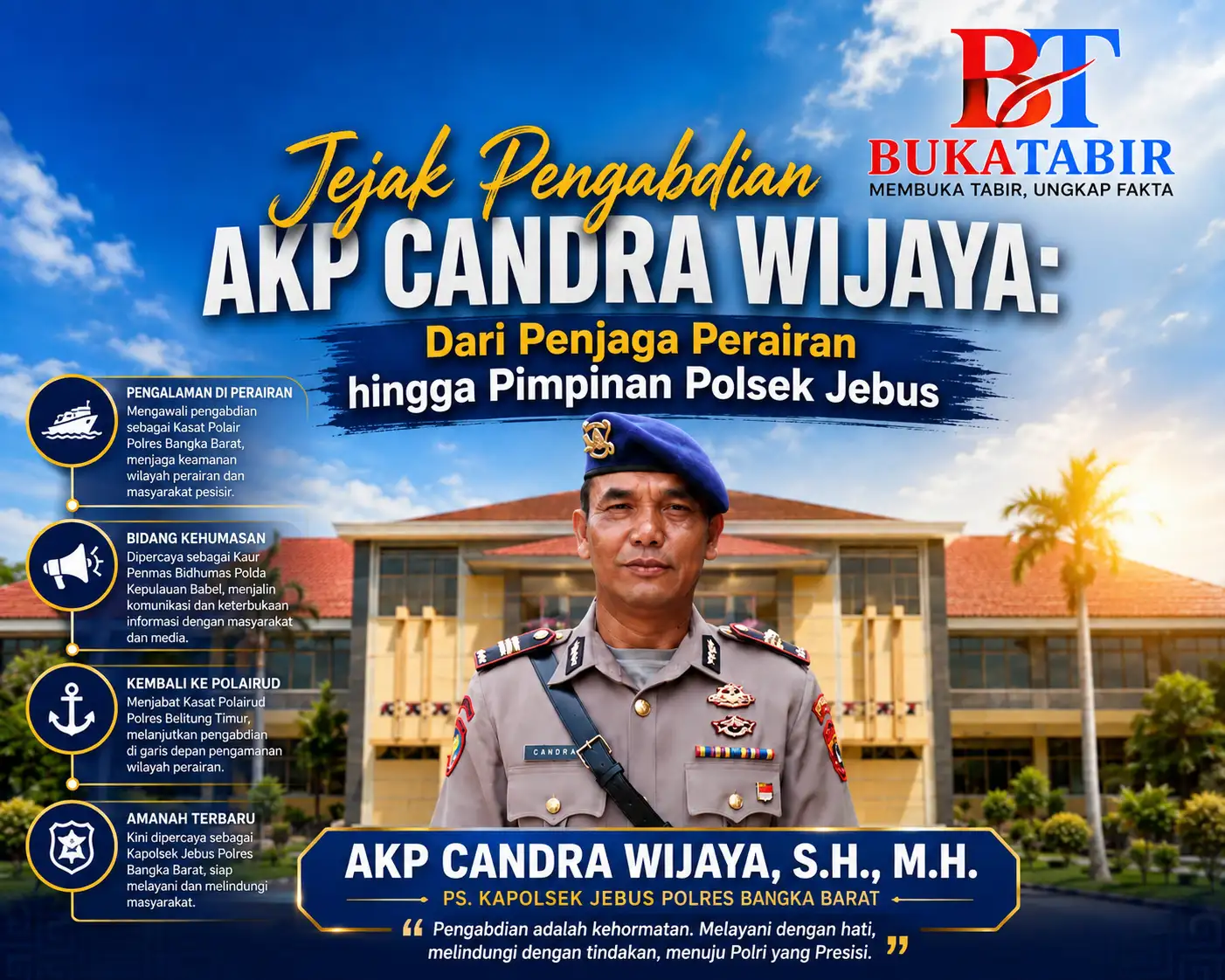 Jejak Pengabdian AKP Candra Wijaya: Dari Penjaga Perairan hingga Pimpinan Polsek Jebus